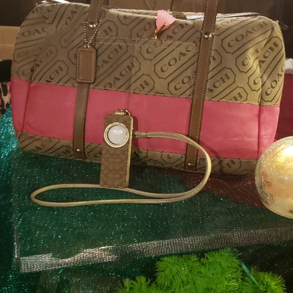 Coach Lozenge Canvas Satchel Bag & Accessory